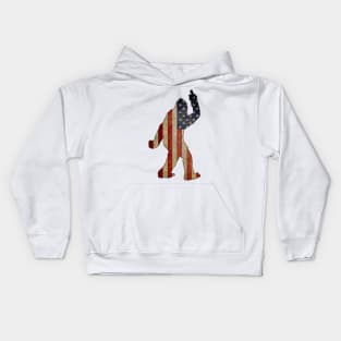 Bigfoot - Middle finger - American Flag Kids Hoodie